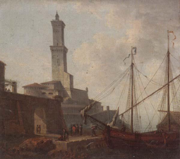 unknow artist A Port scene with figures loading a boat France oil painting art